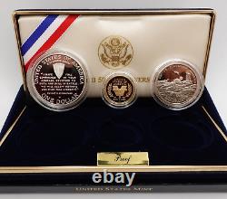 1991-1995 World War II 50th Anniversary Gold & Silver 3 Coin Proof Set OGP COA