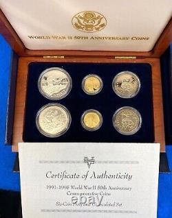 1991-1995 World War II Six Coin Gold + Silver Set OGP