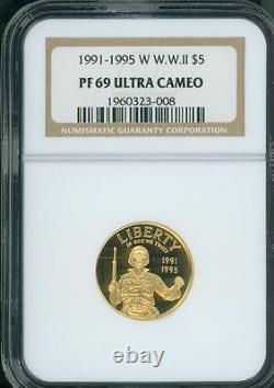 1991-1995-w $5 Gold Commemorative World War 2 Ngc Pr69 Pr-69 Proof Pf69