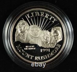 1991 3pc. Gold and Silver Mount Rushmore Proof Comm. Set withOGP. 2457oz AGW