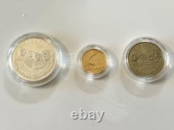 1991 Mount Rushmore Anniv. Gold /Silver /Clad 3 Coin PROOF Set with OGP & COA