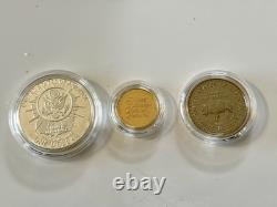 1991 Mount Rushmore Anniv. Gold /Silver /Clad 3 Coin PROOF Set with OGP & COA