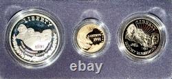 1991 Mount Rushmore Anniv. Gold /Silver /Clad 3 Coin PROOF Set with OGP & COA