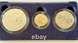 1991 Mount Rushmore Anniv. Gold /Silver /Clad 3 Coin PROOF Set with OGP & COA