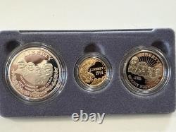 1991 Mount Rushmore Anniv. Gold /Silver /Clad 3 Coin PROOF Set with OGP & COA