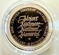 1991 Mount Rushmore Anniv. Gold /Silver /Clad 3 Coin PROOF Set with OGP & COA