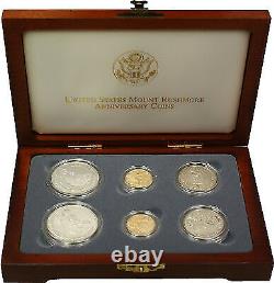 1991 Proof & Uncirculated Mount Rushmore Anniversary Gold & Silver 6 Coin Set