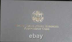 1991 US Mint Mt Rushmore 3 Coin Proof Set Silver $1 Gold $5 Clad 50c