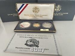 1991 US Mint Mt Rushmore 3 Coin Proof Set silver $1 gold $5 dollar OGP COA NEW