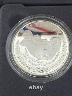 1991 US Mint Mt Rushmore 3 Coin Proof Set silver $1 gold $5 dollar OGP COA NEW