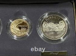 1991 US Mount Rushmore Anniversary 3 coins Proof Set Gold & Silver Box and COA