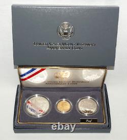 1991 US Mount Rushmore Anniversary Coins $5 Gold $1 Silver Clad Half $ Box (KiL)