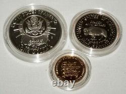 1991 US Mount Rushmore Anniversary Coins $5 Gold $1 Silver Clad Half $ Box (KiL)