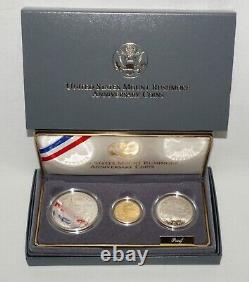 1991 US Mount Rushmore Anniversary Coins $5 Gold $1 Silver Clad Half $ Box (KiL)