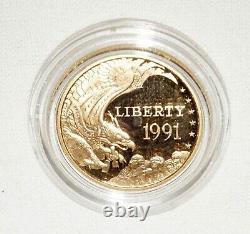 1991 US Mount Rushmore Anniversary Coins $5 Gold $1 Silver Clad Half $ Box (KiL)