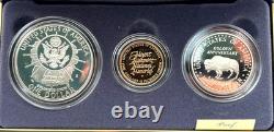 1991 U. S Mint Mount Rushmore Anniversary Gold & Silver 3 Coin Proof