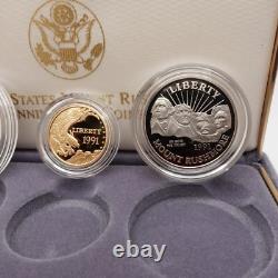 1991 U. S Mint Mount Rushmore Anniversary Gold & Silver 3 Coin Proof Set OGP COA