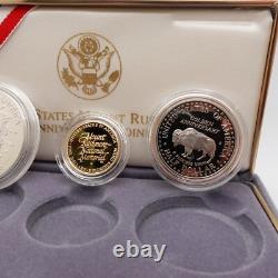 1991 U. S Mint Mount Rushmore Anniversary Gold & Silver 3 Coin Proof Set OGP COA