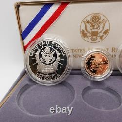 1991 U. S Mint Mount Rushmore Anniversary Gold & Silver 3 Coin Proof Set OGP COA