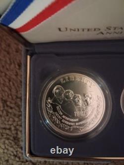 1991 U. S Mount Rushmore Anniv Gold & Silver 3 Coin Proof Set OGP COA. Orig S/Box