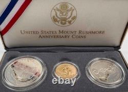 1991 U. S Mount Rushmore Anniversary Proof Coin Set Gold, silver, &clad