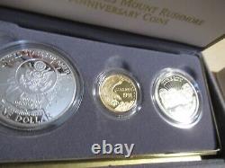 1991 United States Mount Rushmore 3 Coin Anniversary Proof Set, Gold & Silver