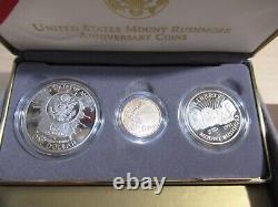 1991 United States Mount Rushmore 3 Coin Anniversary Proof Set, Gold & Silver