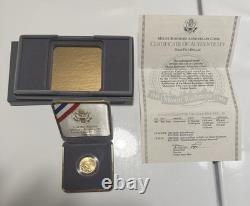 1991-W $5 Comm Gold Unc (Mount Rushmore). 2418 oz. AGW with COA & Box