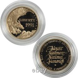1991 W $5 Mount Rushmore Commemorative Gold Proof Coin Collectible