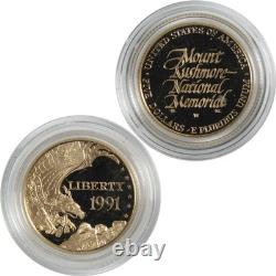 1991 W $5 Mount Rushmore Commemorative Gold Proof Coin Collectible