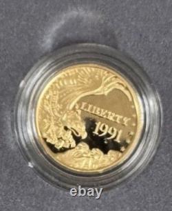 1991-W $5 US America 1/4 Oz Gold Proof Commemorative Coin (UNC). Mount Rushmore