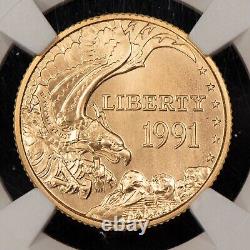 1991-W G$5 Mount Rushmore Commemorative Gold Coin RCTV NGC X MS 10 G3552