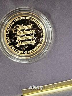 1991-W Mount Rushmore Proof $5 Dollar Gold Commemorative Coin as Issued OGP COA