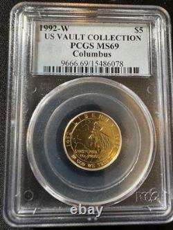 1992 Columbus $5 Gold Commemorative Us Mint Pcgs Ms69
