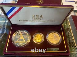 1992 Olympic Commemorative Three coin Proof set Original mint packaging & COA