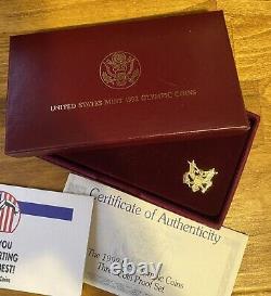 1992 US Olympic Commemorative 3 Coin Silver & Gold Proof Set withBox COA & TY Msg