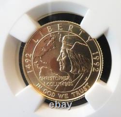 1992 W $5.00 GOLD COLUMBUS UNCIRCULATED. 2419oz AGW NGC MS70