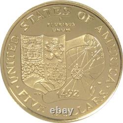 1992 W $5 Christopher Columbus Quincentenary Commemorative Gold Proof