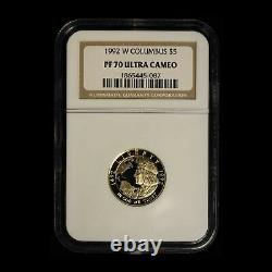 1992-W $5 Columbus Commemorative Gold Coin NGC PF70 UCAM Free Shipping USA