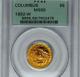 1992-w $5 Gold Pcgs Ms69 Columbus Ogh Old Green Holder Half Eagle. 2419 Oz