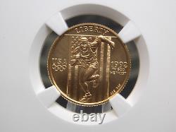 1992 W $5 Gold OLYMPICS Commemorative GOLD BU Unc Coin NGC MS70 #004 ECC&C