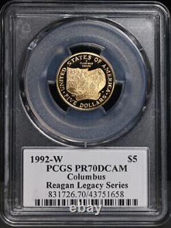 1992-W Columbus Commemorative Gold $5 PCGS PR70 DCAM Reagan Legacy Series