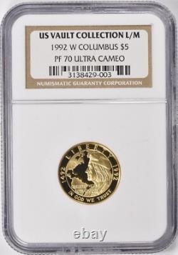1992-W Columbus Gold $5 COMMEMORATIVE NGC PF70 ULTRA CAMEO