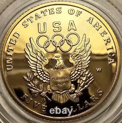 1992 W Olympic DCAM Proof Commemorative $5 Gold Coin In Mint Capsule