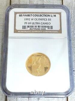 1992-W Olympics $5 Gold Coin NCG PF69 ULTRA CAMEO U. S. VAULT COLLECTION L/M