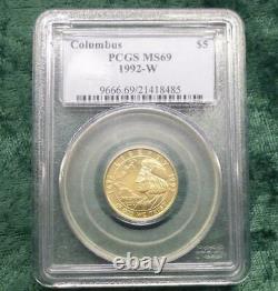 1992 W PCGS MS 69 Columbus $5 Gold Commemorative Coin, Gem MS69 Gold $5 Coin