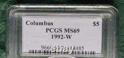 1992 W PCGS MS 69 Columbus $5 Gold Commemorative Coin, Gem MS69 Gold $5 Coin