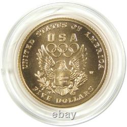 1992 W XXV Olympiad Commemorative Gold Uncirculated Mint State $5 Coin