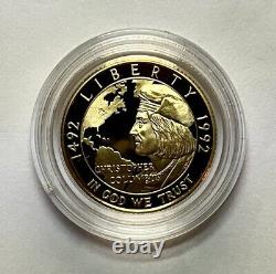 1992-w Columbus Dcam Proof Commemorative $5 Gold Half Eagle