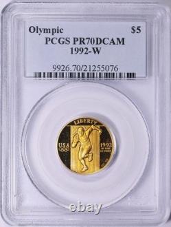 1992-w Olympic $5 Gold Commemorative Pcgs Pr70dcam